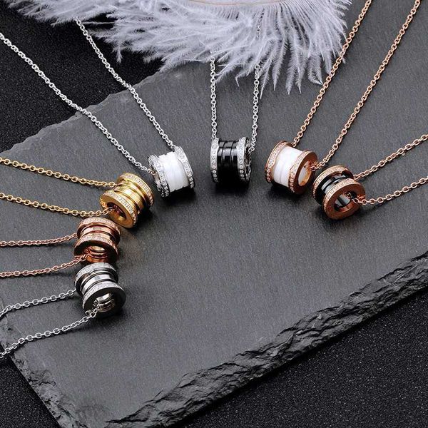 

luxury fashion gold bulgarian necklace pendant gold chains necklaces 18k gold plated womens premium jewelry inlay aaa zircon black and white, Silver