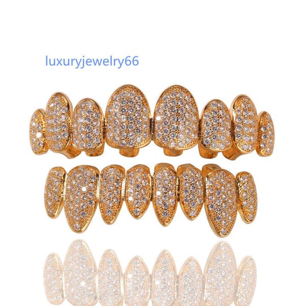 

hip hop/punk teeth grillz set gold silver color irregular 8-tooth canines with zircon teeth, Black