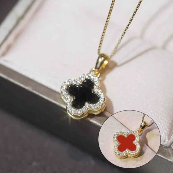 

double sided four-leaf clover necklace sterling silver white shellfish colorfast luxury temperament students give girlfriends valentine&#039