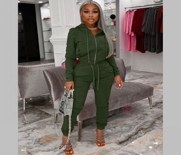 

women039s two piece pants fashion 2 sets women pant outfits hooded zipper casual suit sporty jogger matching fall clothes 20213345400, White