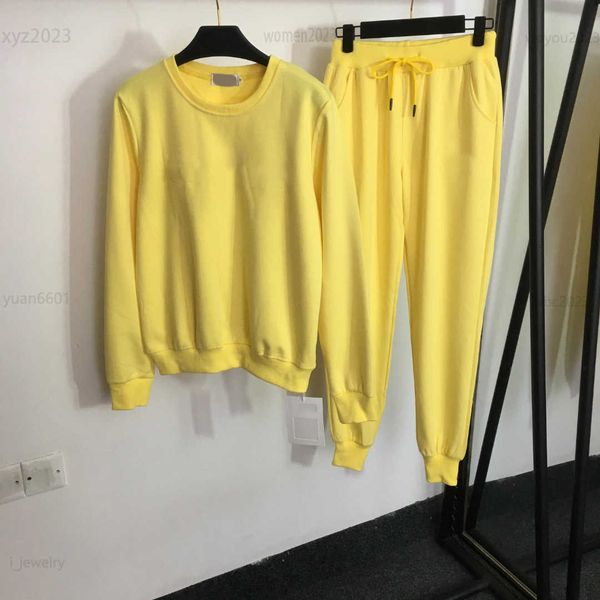 

designer tracksuits womens autumn set size s-xl 2pcs logo letter embossed round neck sweater and casual pants luxurious july28, Gray