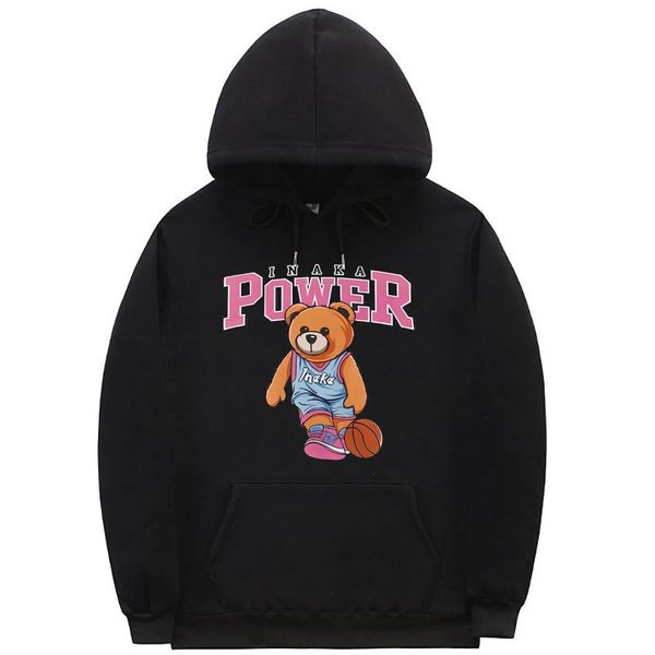 

men's hoodies sweatshirts inaka power hoodies funny pink basketball bear pattern print hoodie men women premium sweatshirts oversized s, Black