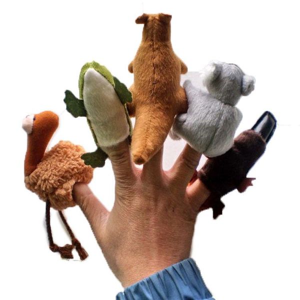 

5 pieces koala platypus australian animal finger puppets plush doll interactive cartoon biological child baby toys for birthday giftzz, Blue