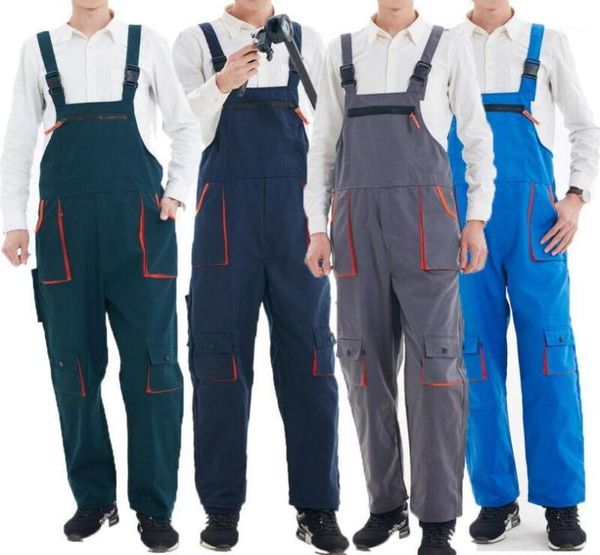 

large size 4xl men039s bib pants fashion functional clothing men heavy duty work jumpsuit coveralls overalls mechanic indoor pa1030017, Black