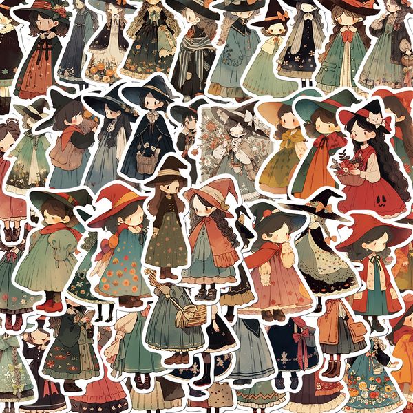 

50pcs cartoon witch stickers waterproof vinyl stickers non-random for car bike luggage lapskateboard scrapbook water bottle decal