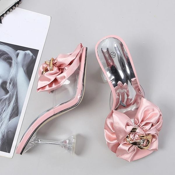 

sandals transparent slippers for women summer fashion pink butterflyknot designer sandals clear heels size female shoes 230802, Black