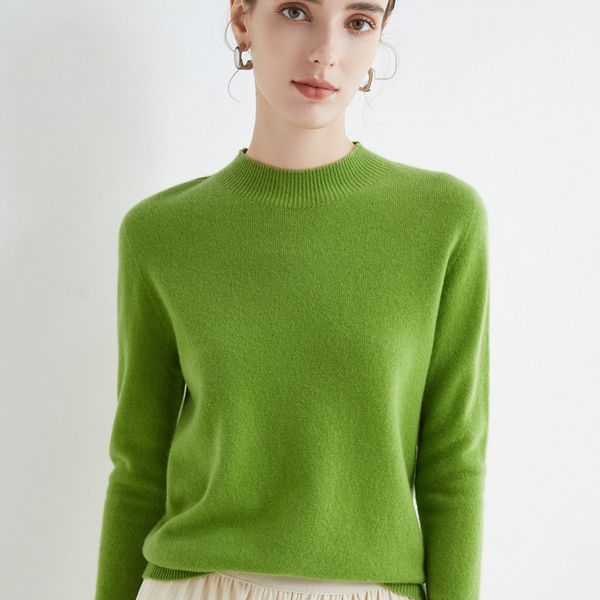 

women's sweaters first-line ready-to-wear wool sweater women's loose half turtleneck pullover spring and autumn basic style simple, White;black