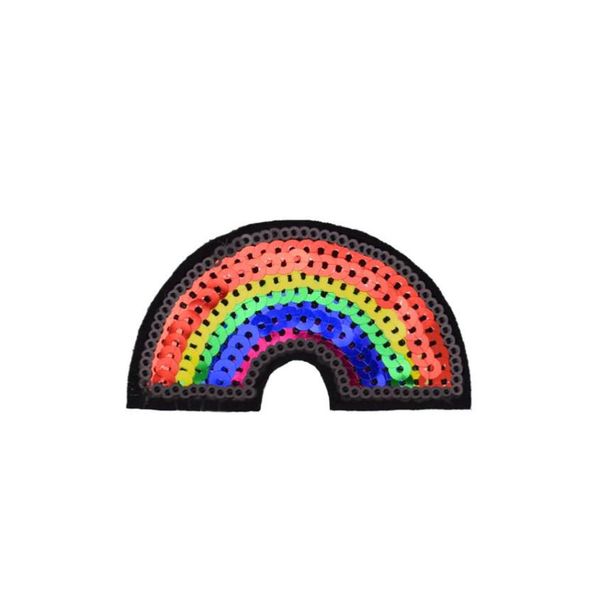 

10pcs rainbow sequined patches for clothing iron on transfer applique patch for jeans bags diy sew on embroidery sequins7402742, Black