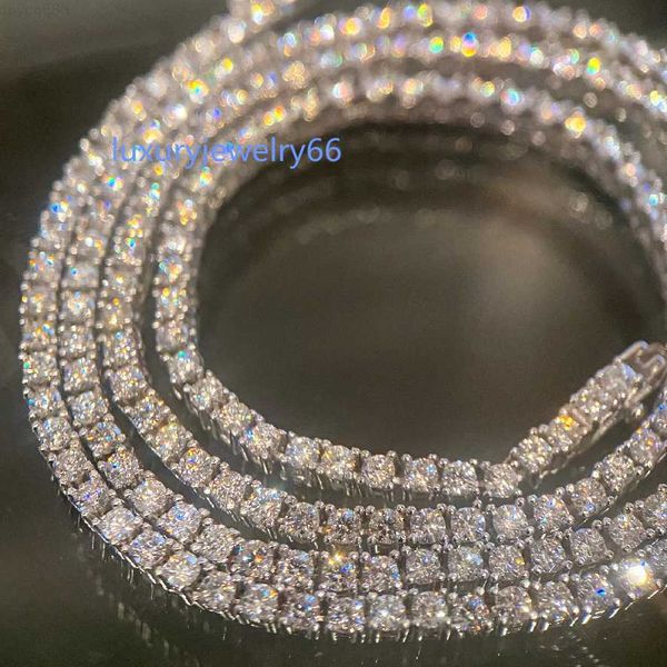 

one row vvs moissanite tennis chain 2mm width 925 silver custom iced out hip hop necklace