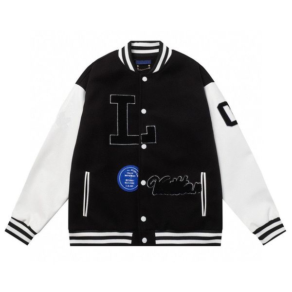 

2023 mens designer leather baseball jacket fashion varsity bomber jackets sports windbreaker casual zipper coats man outerwear coat size m-3, Black;brown