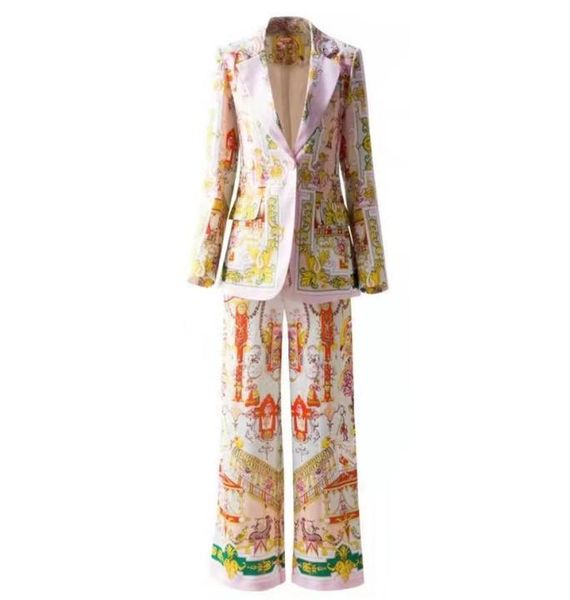 

highquality suits print a button blazer wild legs pants271q07520898, White;black