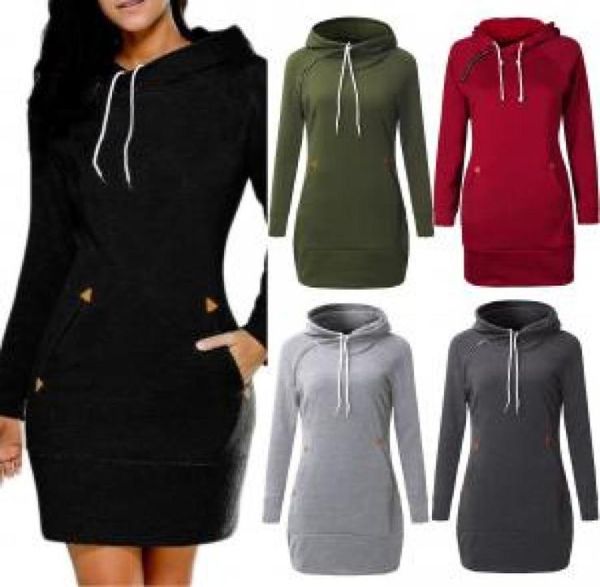 

hooded long sleeve hoodies dress vintage casual loose drawstring hoodies ladies cotton pockets baggy zipper hooded pullover ljja156339064, Black