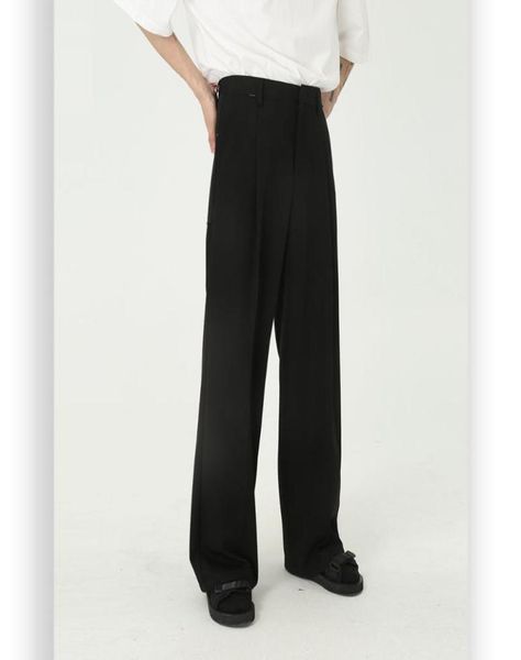 

new male japan korea style trousers men vintage fashion streetwear loose casual straight suit pant3143099, Black