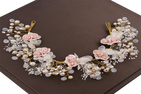 

children rhinestone pearl flower crown fashion crystal hand made wedding garlands jewelry pography girls hair accessories a66502519656604, Slivery;white