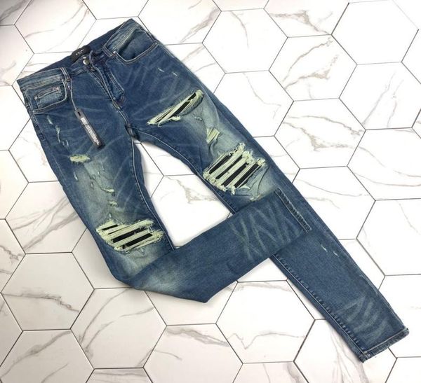 

20ss whole classic miri hip hop pants jeans designer pants aquaman mens slim straight biker skinny loophole jeans men women ri7349599, Blue