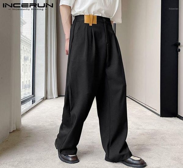 

men039s pants incerun 2022 fashion men patchwork joggers pockets button casual wide leg straight trousers baggy pantalones homb2681212, Black