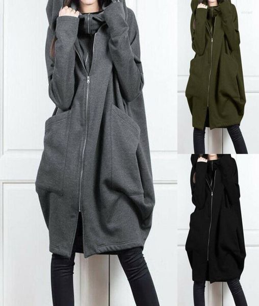 

women039s trench coats solid hoodies women full zip warm pocket hoodie street wear ladies pullovers long hooded jacket coat 092986, Tan;black