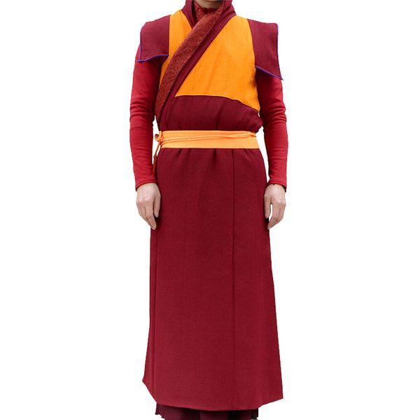 

tibetan lama sleeveless clothing long and thickened dongga camisole tibet winter warmth preservation monastic monk clothing man, Red