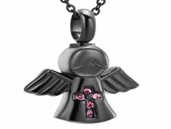 

stainless steel angle shape memorial urn necklace pethuman ashes urn necklace ash locket cremation jewelry for women children651913452169, Silver