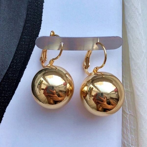 

stud smooth ball shape drop dangle earring for women creative white golden rosegold pandent charming female ear 230802, Golden;silver