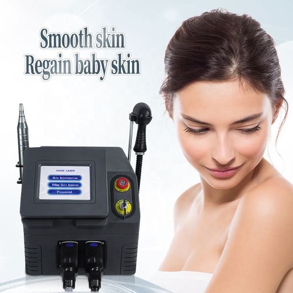 

painless 808 diode laser hair removal skin rejuvenation machine picosecond laser tattoo pigment removal beauty salon, Black
