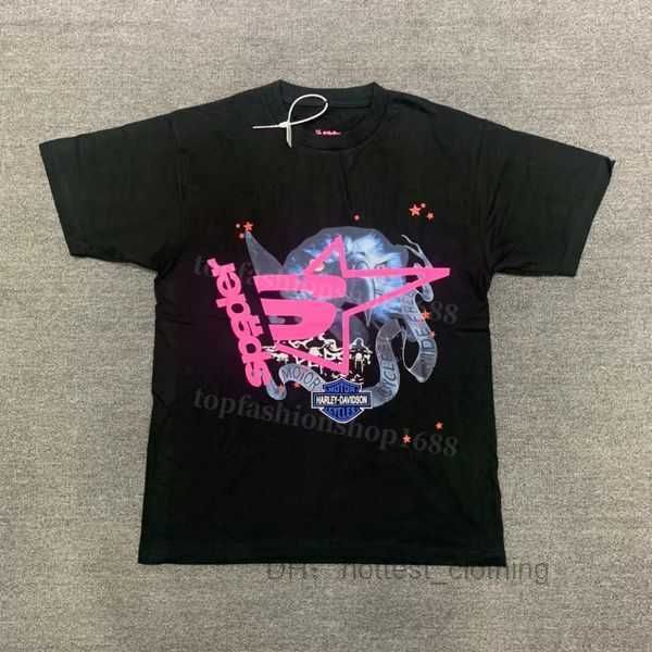 

spider 23ss men t shirt pink thug sp5der 555555 mans women quality foaming printing spider web pattern fashion essentail 4 p1m9, White;black