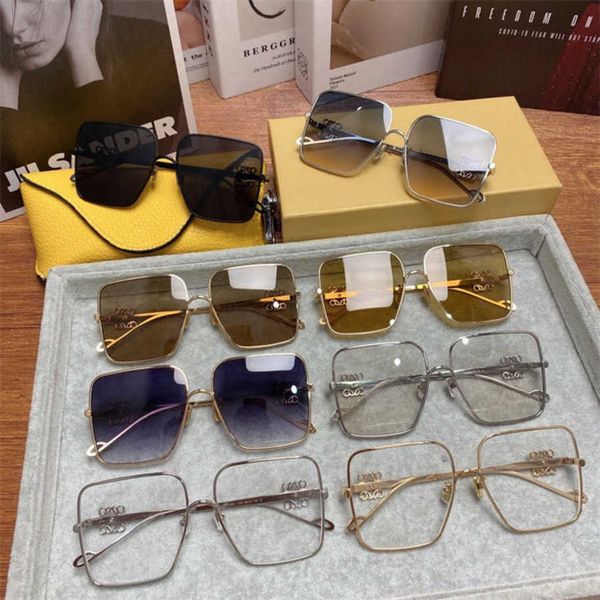 

2023 luxury designer sunglasses new luo yijia metal big square network red ins same personalized lw sunglasses style 1, White;black