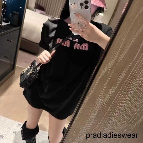 

new23ss summer new three-dimensional embroidery furry letter crewneck short sleeve t-shirt cotton comfortable all-fit top, White