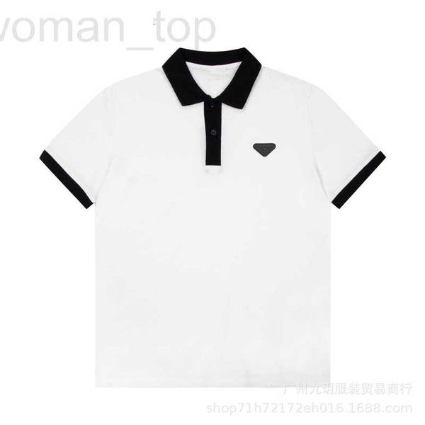 

men's polos designer straight hair p family spring/summer new triangle logo couple contrast rib panel polo shirt for men and women 3uth, White;black