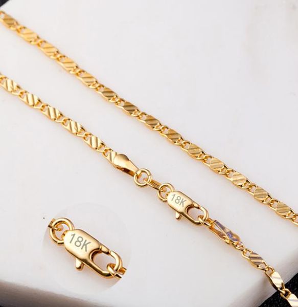 

1630 inches 18k gold plated chains fashion 2mm flat yellow gold women039s choker necklaces for ladies luxury jewelry accessori5908128, Silver
