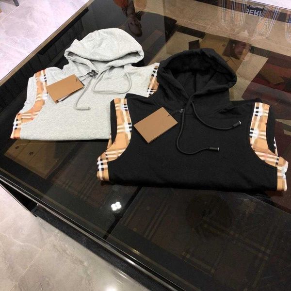 

bby hooded sweater men women hoodies tb grid splicing sweatshirt burb designer hoodie mens pullover shirt casual hoody, Black