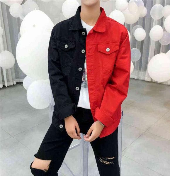 

casual slim denim jacket for men 2021 black red jeans jacket homme flowers embroided streetwear denim coat male bomber jacket y2116640574, Black;brown