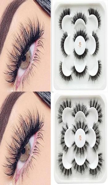 

false eyelashes 5 pairs 8d faux mink hair messy fluffy thick volume wispies natural long lashes reusable eye makeup tools3501082