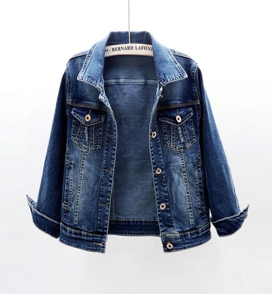 

women039s jackets spring autumn three quarter sleeve denim jacket women big size slim jean coat female short outerwear elastic 2013893, Black;brown