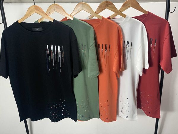 

splash print t-shirt fashion t-shirt quality short sleeves fashion lapel men's and women's short couple summer men's clothing, White;black