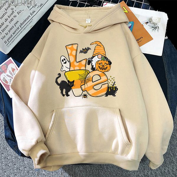 

men's hoodies sweatshirts love halloween pumpkin cartoon hoodie men harajuku long sleeve sweatshirt casual fleece fashion y2k women str, Black