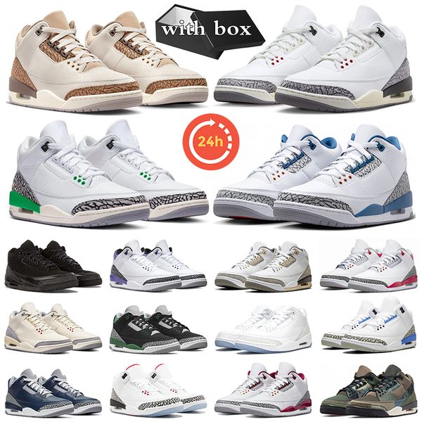 

24h shipping jumpman 3 men basketball shoes 3s palomino wizards white cement reimagined fire red muslin pine green womens sneakers trainers