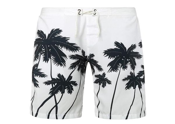 

fashion men beach shorts new 2020 brand boardshort shorts homme quick drying printing coconut trees board beach pants m2xl6250891, White;black