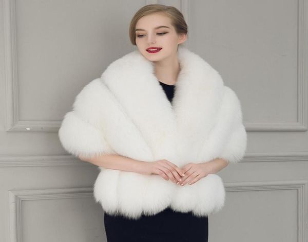 

2018 new black white fur bride shawl cape coat women cloak faux fur big poncho casacos femininos5132495