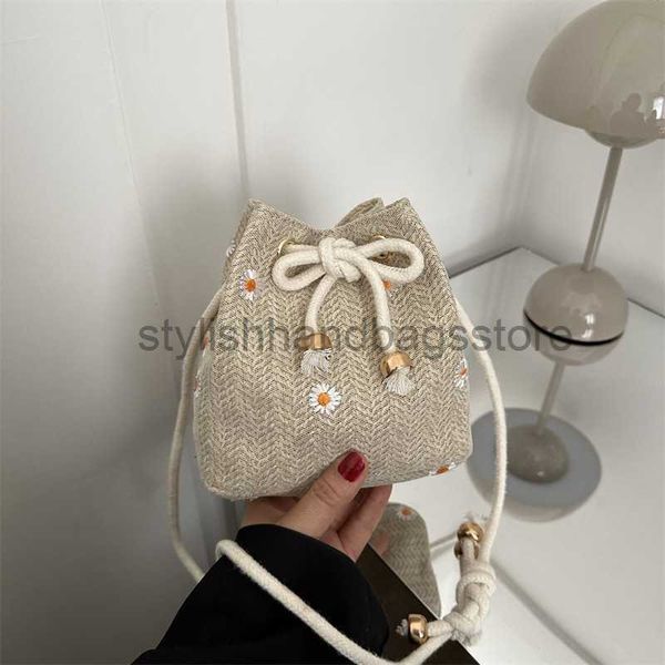 

beach new 2023 summer grass knitted cute woven women's fashion fairy personality one shoulder small fresh bucket bagstylishhandbagsstor