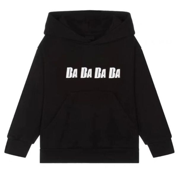 

23fw winter kids hoodies sweatshirts for boys girls loose hoodie with letters hiphop streetwear pullover size 100-140 150, Black