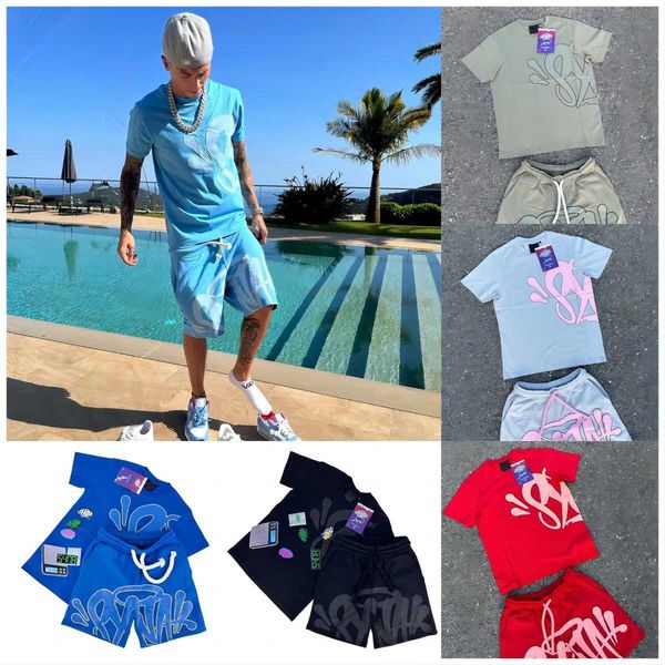 

men's syna world tshirts set 5a tee printed designer t shirt short y2k tees syna world graphic tshirt and shorts hip hop s-xl yha, Gray