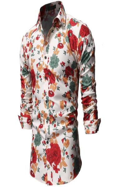 

hawaiian shirt for male flower pattern slim fit new red pink men039s casual floral shirt stay long sleeve blouse men6338009, White;black
