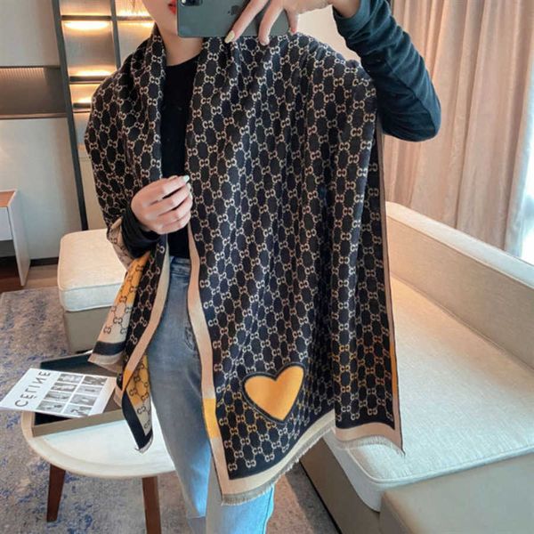 

classic designer cashmere warm scarf autumn and winter new imitation cashmere scarf letter tassel fashion trend versatile air conditioned sh, Blue;gray