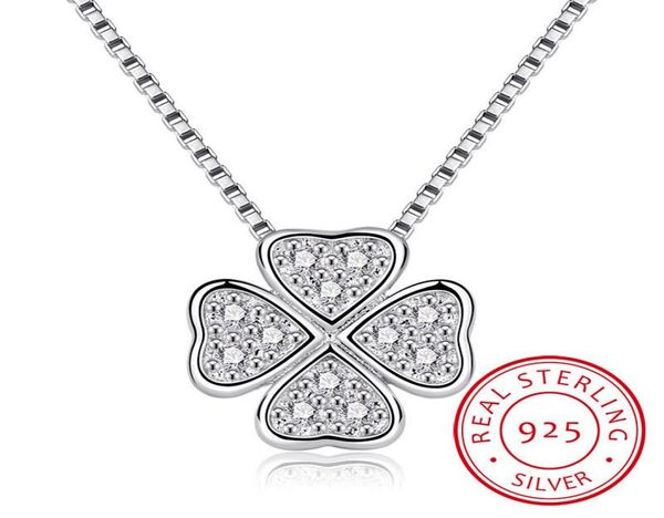 

chains real 925 sterling silver jewelry love clover necklaces amp pendants rhinestones fashion choker maxi necklace women collar8812768