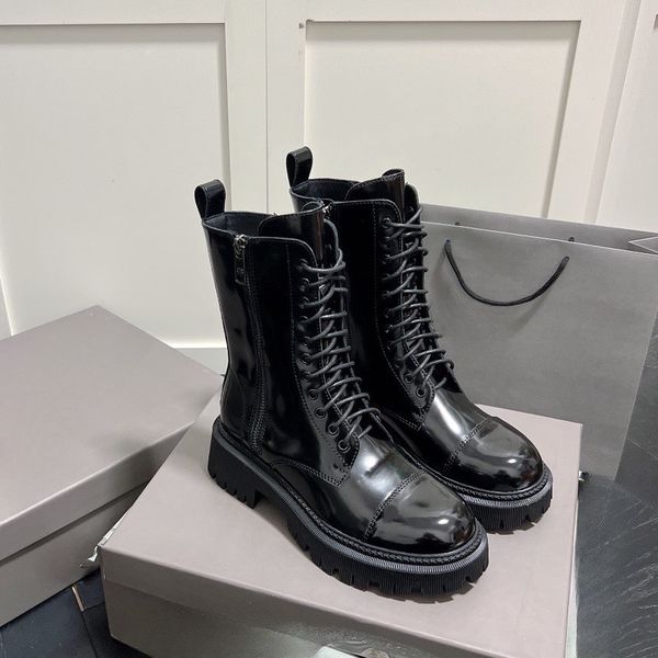 

designer boots autumn/winter paris new classic big-head martens for women retro platform elevating mid-calf boots double zipper motorcycle a, Black