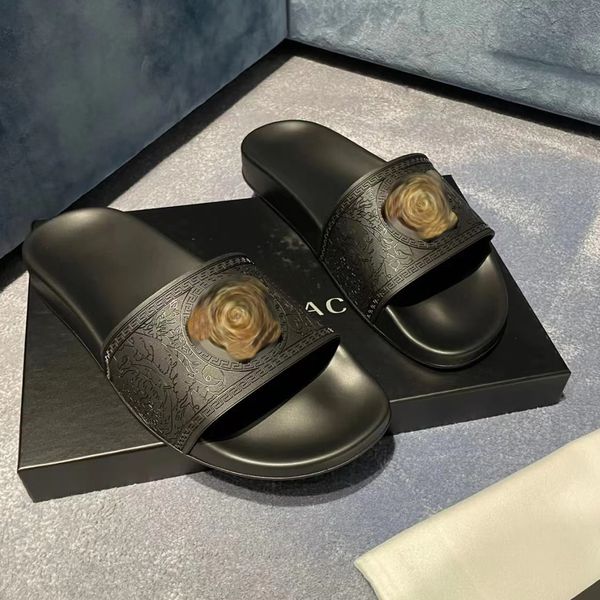 

luxury sandale designer women men sliders flat pool rubber sandal three-dimensional slippers gold lion animal slipper outdoors loafer beach, Black