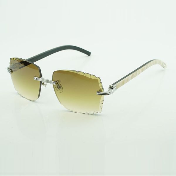

new factory direct luxury fashion sunglasses 0286o natural black mixed buffalo horn high-end sunglasses engraving lenses, White;black