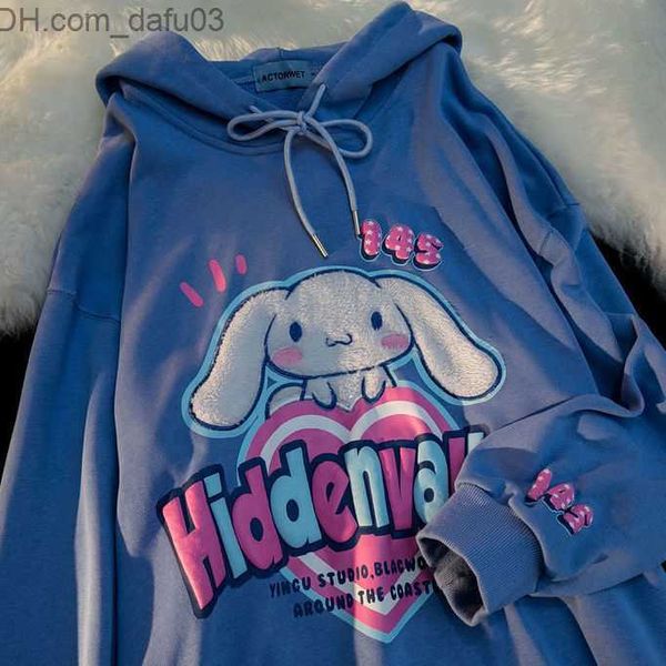 

men's hoodies sweatshirts 2021 chic rabbit embroidery kawaii hoodie autumn hip hop street fashion women's long sleeve gothic korea, Black