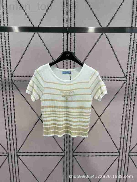 

women's polos designer p family 23 summer new style positioning embossed flower small round neck contrast color fashion elegant knitted, White